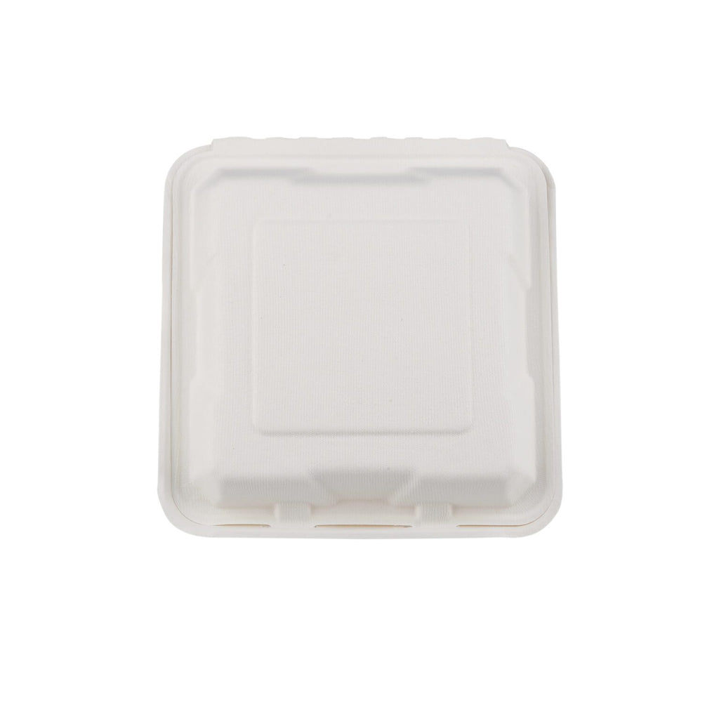 9″ X 9″ 3-COMPARTMENT BIODEGRADABLE BAGASSE CLAMSHELL