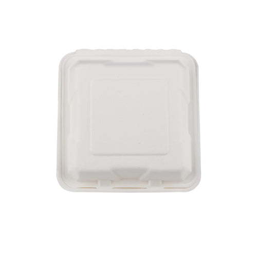 9″ X 9″ 3-COMPARTMENT BIODEGRADABLE BAGASSE CLAMSHELL