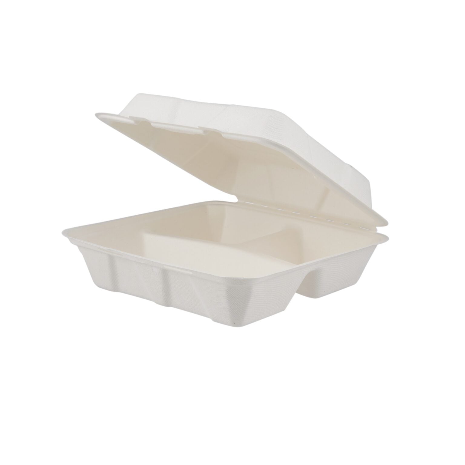 9″ X 9″ 3-COMPARTMENT BIODEGRADABLE BAGASSE CLAMSHELL