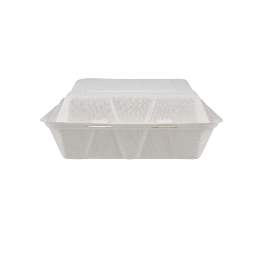 9″ X 9″ 3-COMPARTMENT BIODEGRADABLE BAGASSE CLAMSHELL